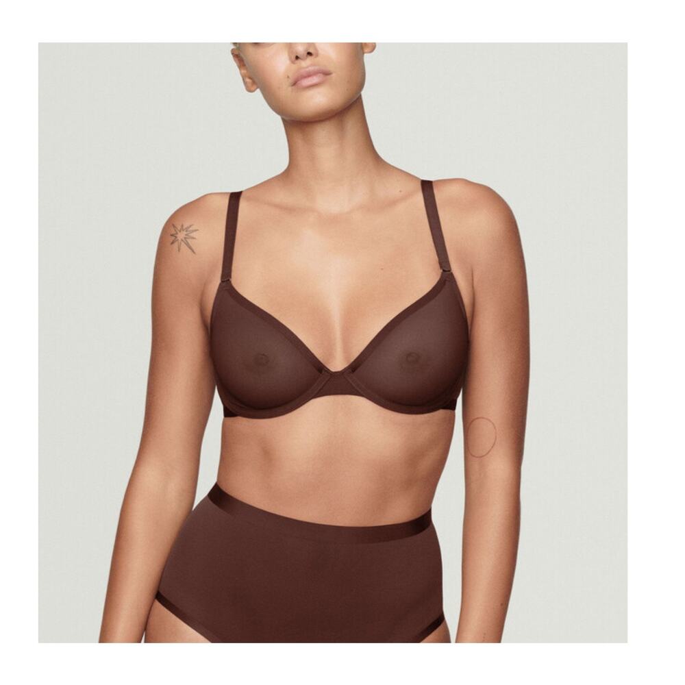 NWT Cuup 38G (4D) The Plunge Mesh espresso brown bra